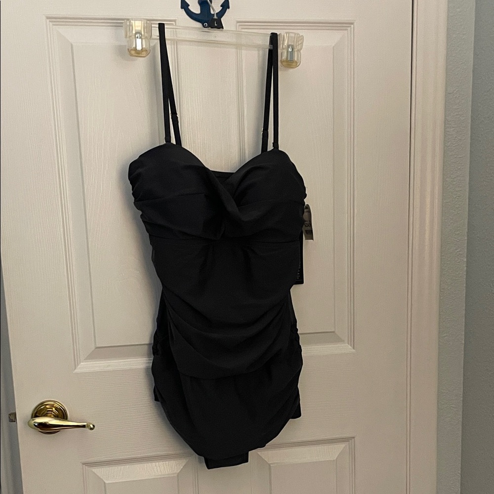 Shore Shapes Swimwear dark grey ruched one-piece swimsuit with straps